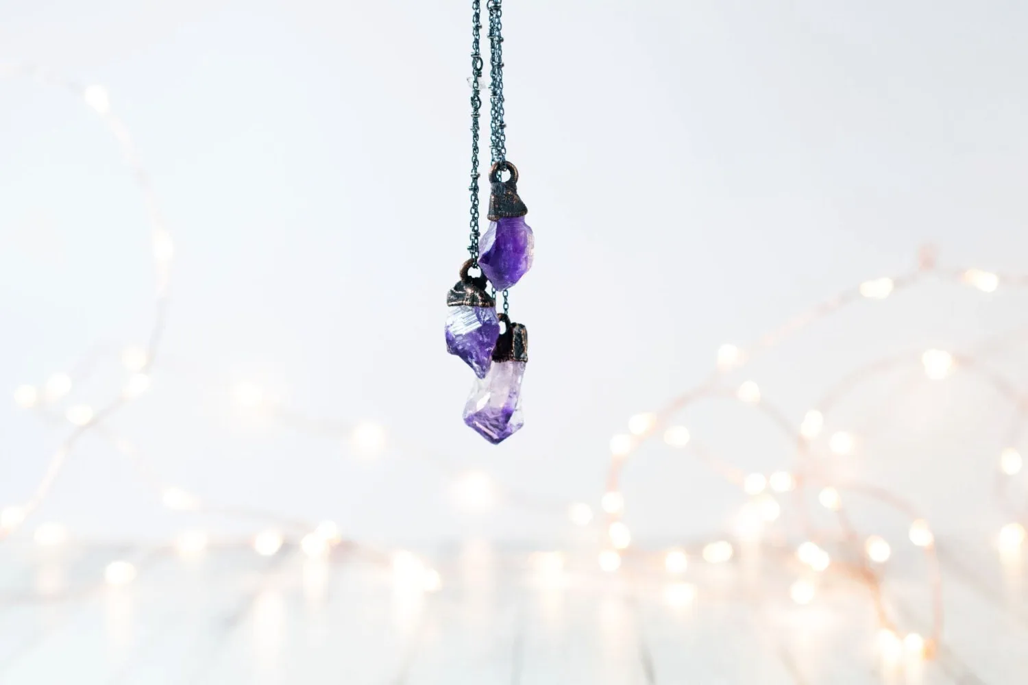 Amethyst crystal necklace | Raw amethyst pendant