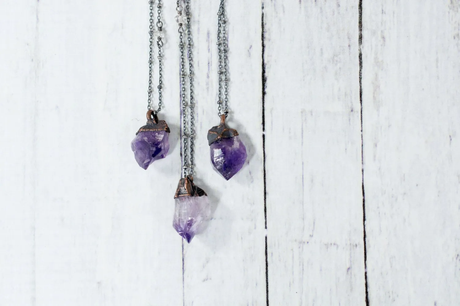 Amethyst crystal necklace | Raw amethyst pendant