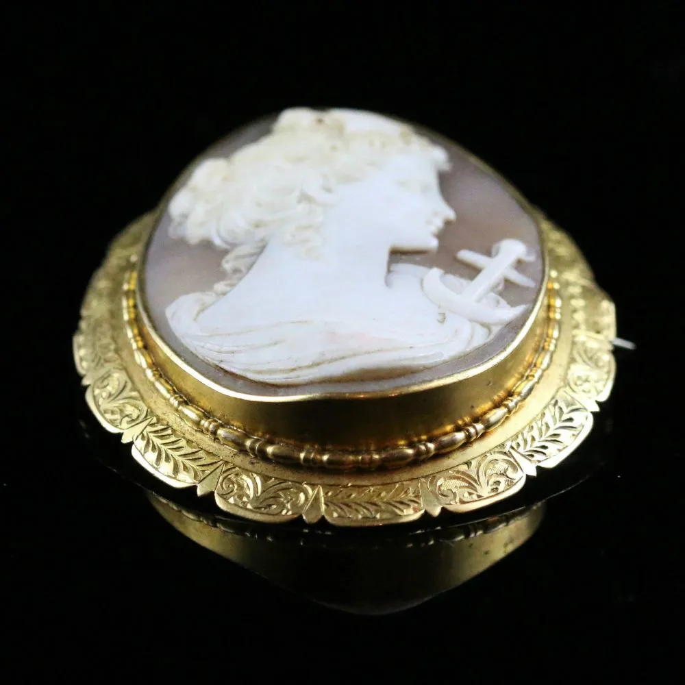 Antique Cameo Brooch Gold Victorian Circa 1860