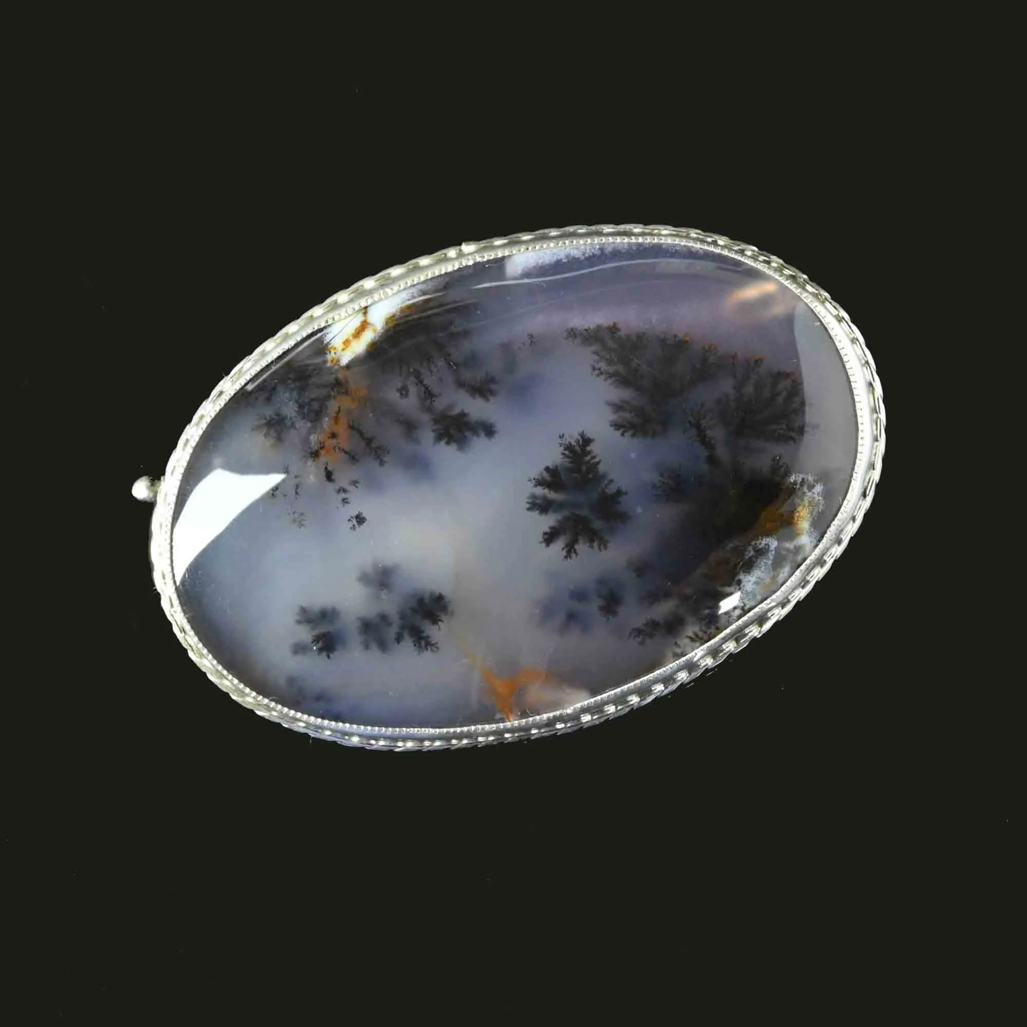 Antique Edwardian Dendritic Moss Agate Brooch