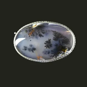 Antique Edwardian Dendritic Moss Agate Brooch