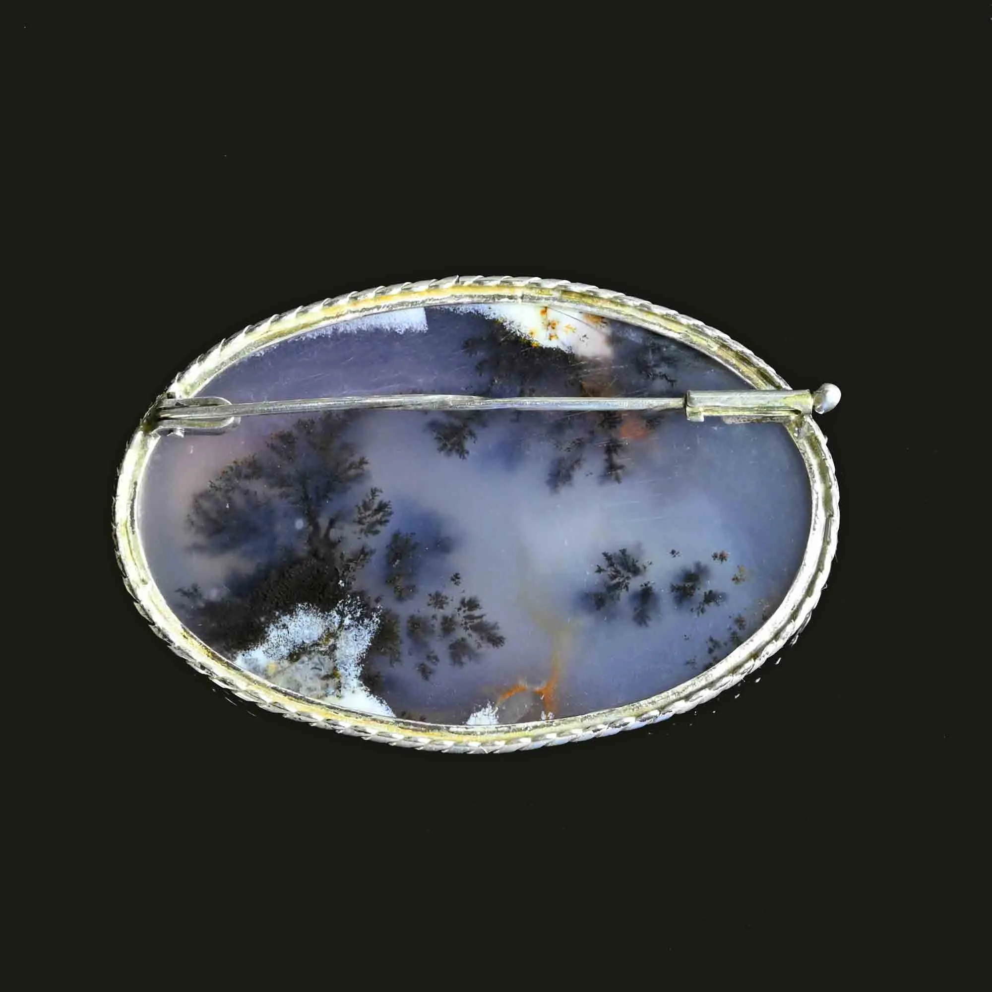 Antique Edwardian Dendritic Moss Agate Brooch