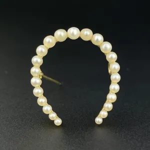 Antique Edwardian Solid 14K Gold Pearl Horseshoe Lucky Charm Brooch