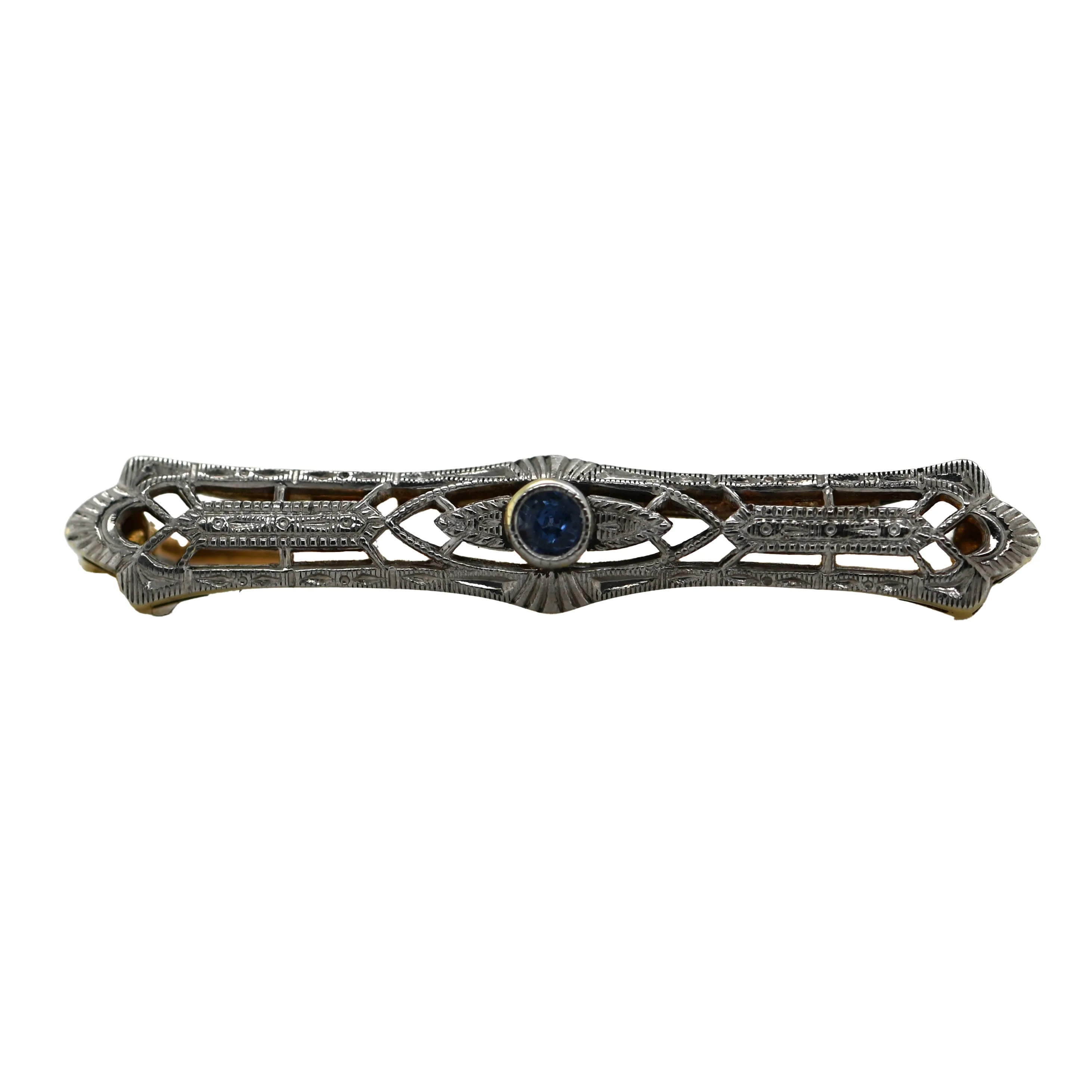 Antique Filagree Sapphire Brooch