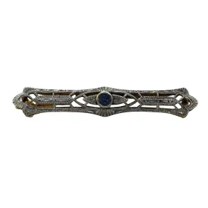 Antique Filagree Sapphire Brooch