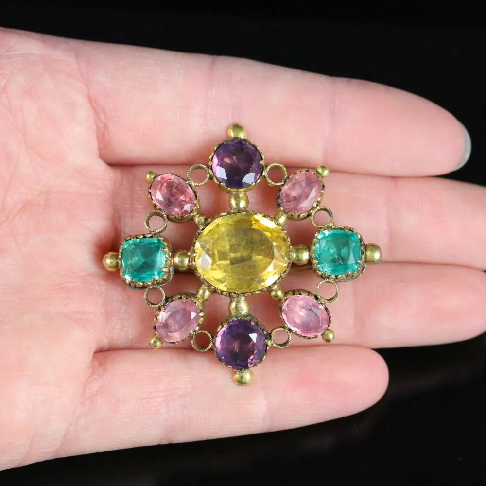 Antique Georgian Harlequin Brooch Gemset Paste Circa 1700