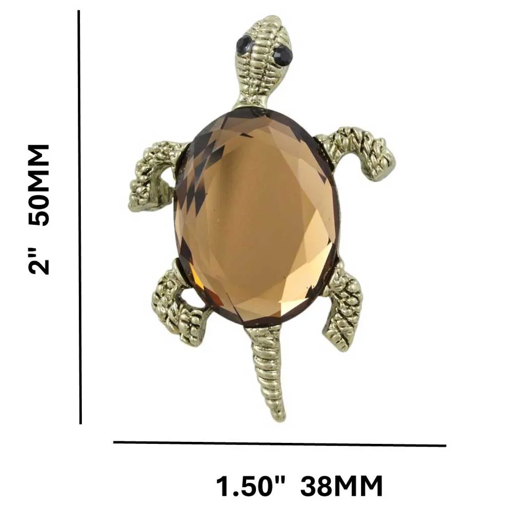 Antique Gold Brown Glass Turtle Brooch Pin/Pendant - PRS013