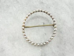 Antique Seed Pearl Circle Pin