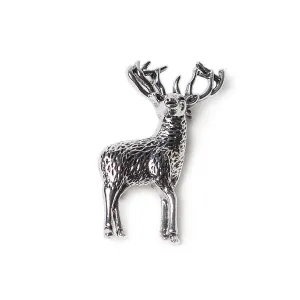 Antique Silver Finish Stag Brooch