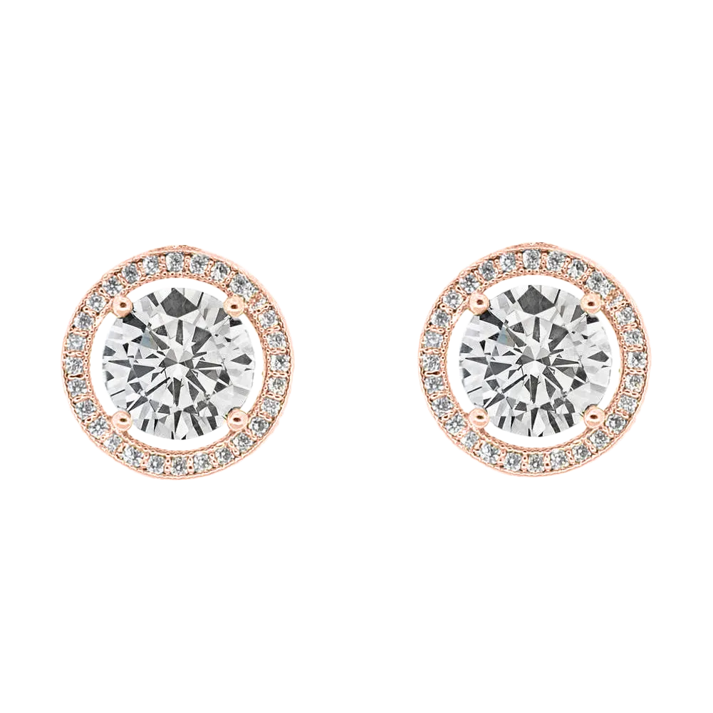 Ariel 18k White Gold Plated Halo Stud Crystal Earrings for Women