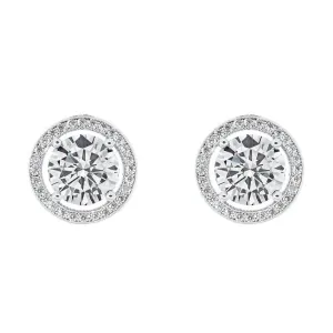 Ariel 18k White Gold Plated Halo Stud Crystal Earrings for Women