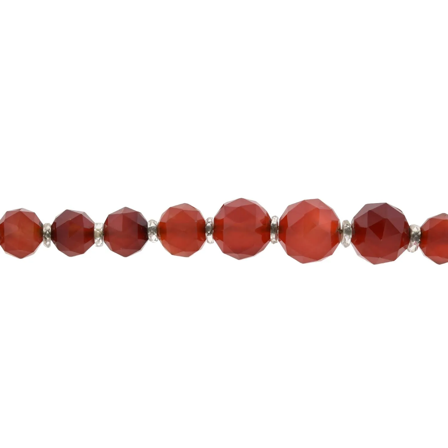 Art Deco Faceted Carnelian   Rock Crystal Graduated Bead Necklace 28.5"