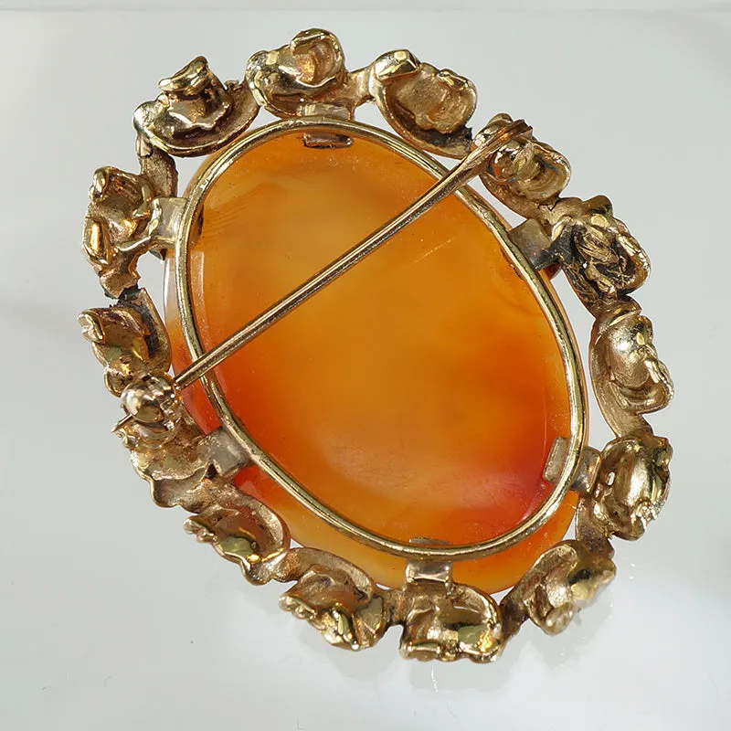 Athena Carnelian Intaglio Gold Brooch