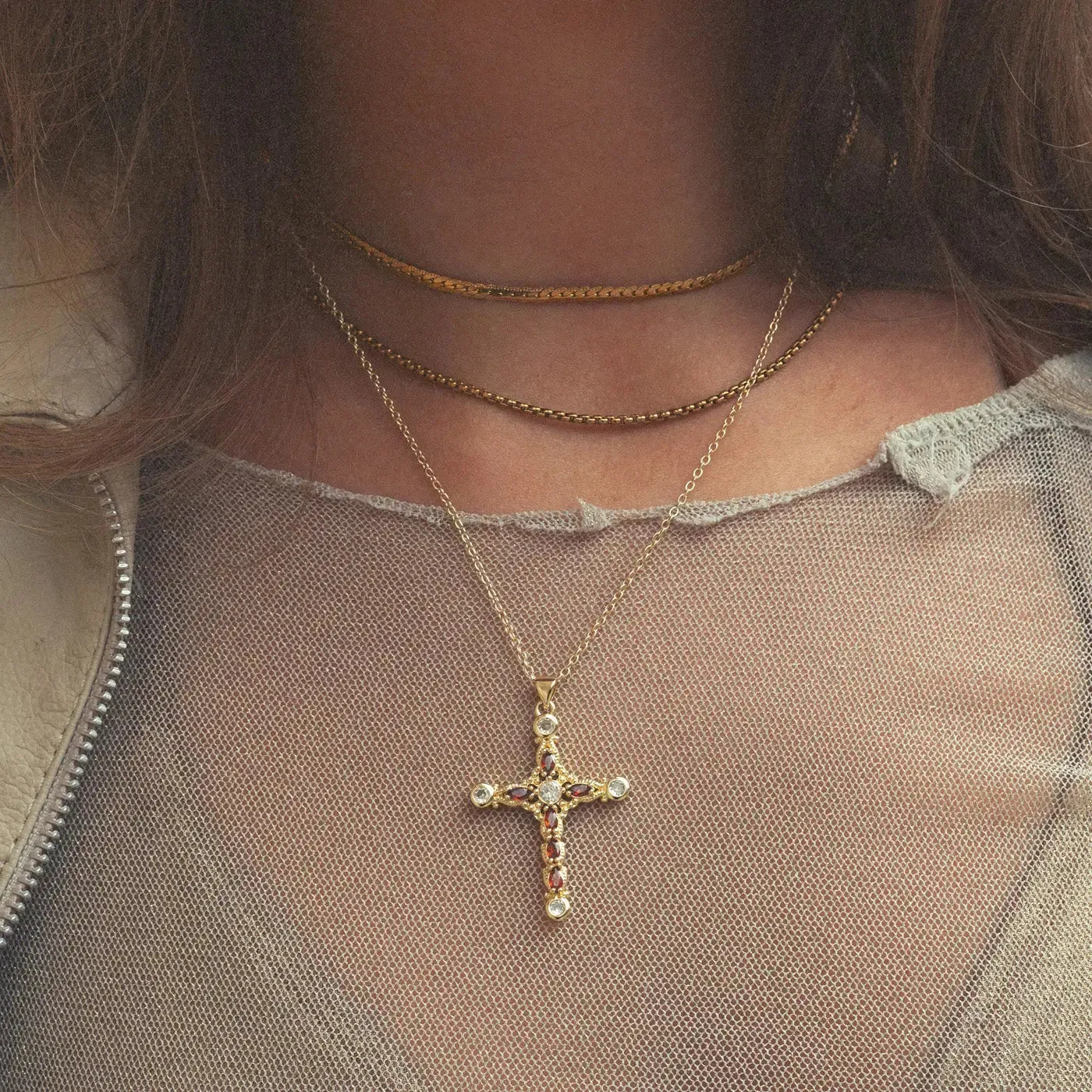 Azura - Crystal Cross Necklace