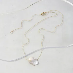 Baroque Pearl Gold Tone Slider Necklace