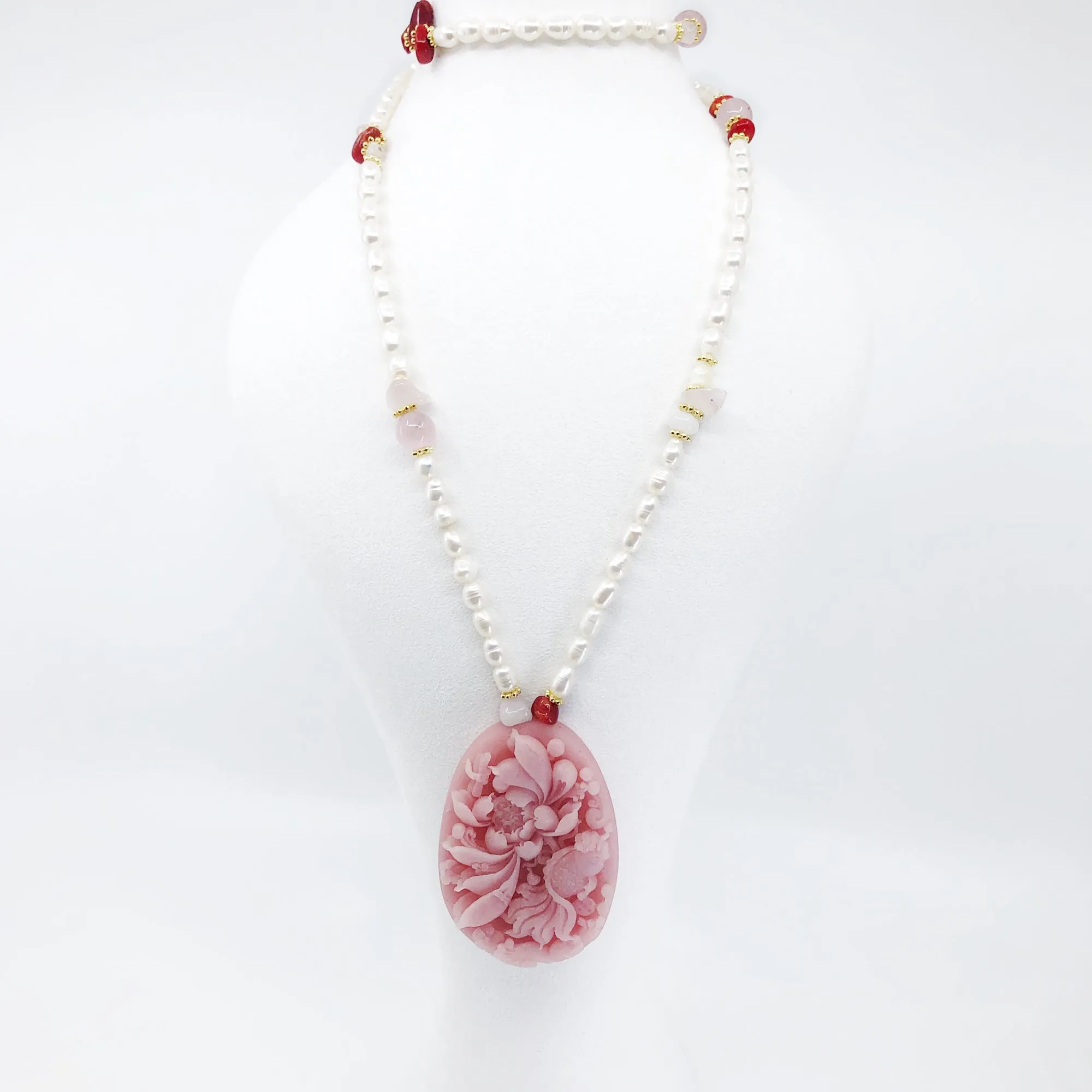 Beaded Long Pearl Pendant Necklace