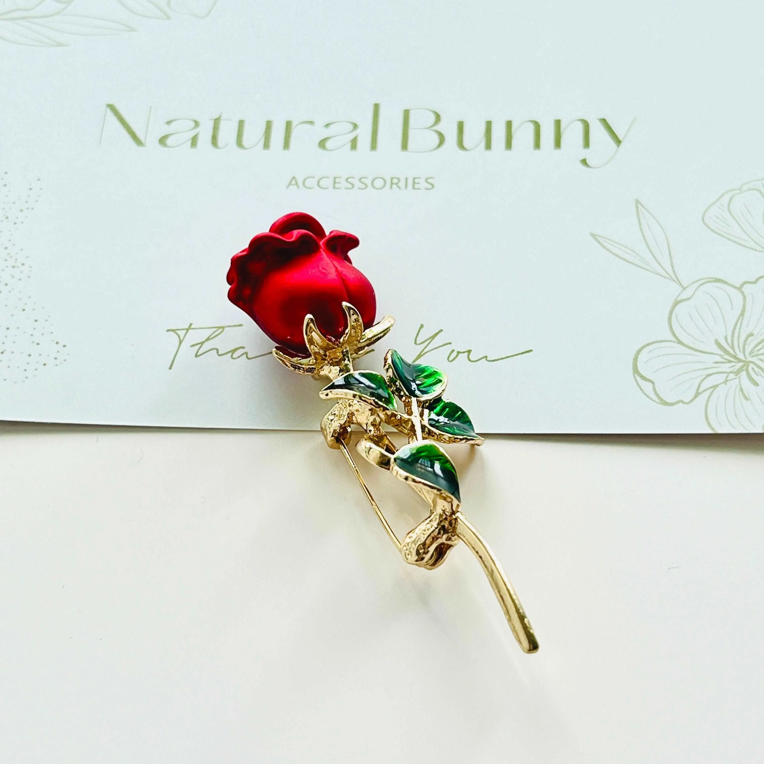 Beautiful Red Rose Brooch