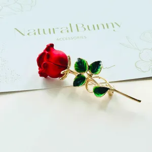 Beautiful Red Rose Brooch