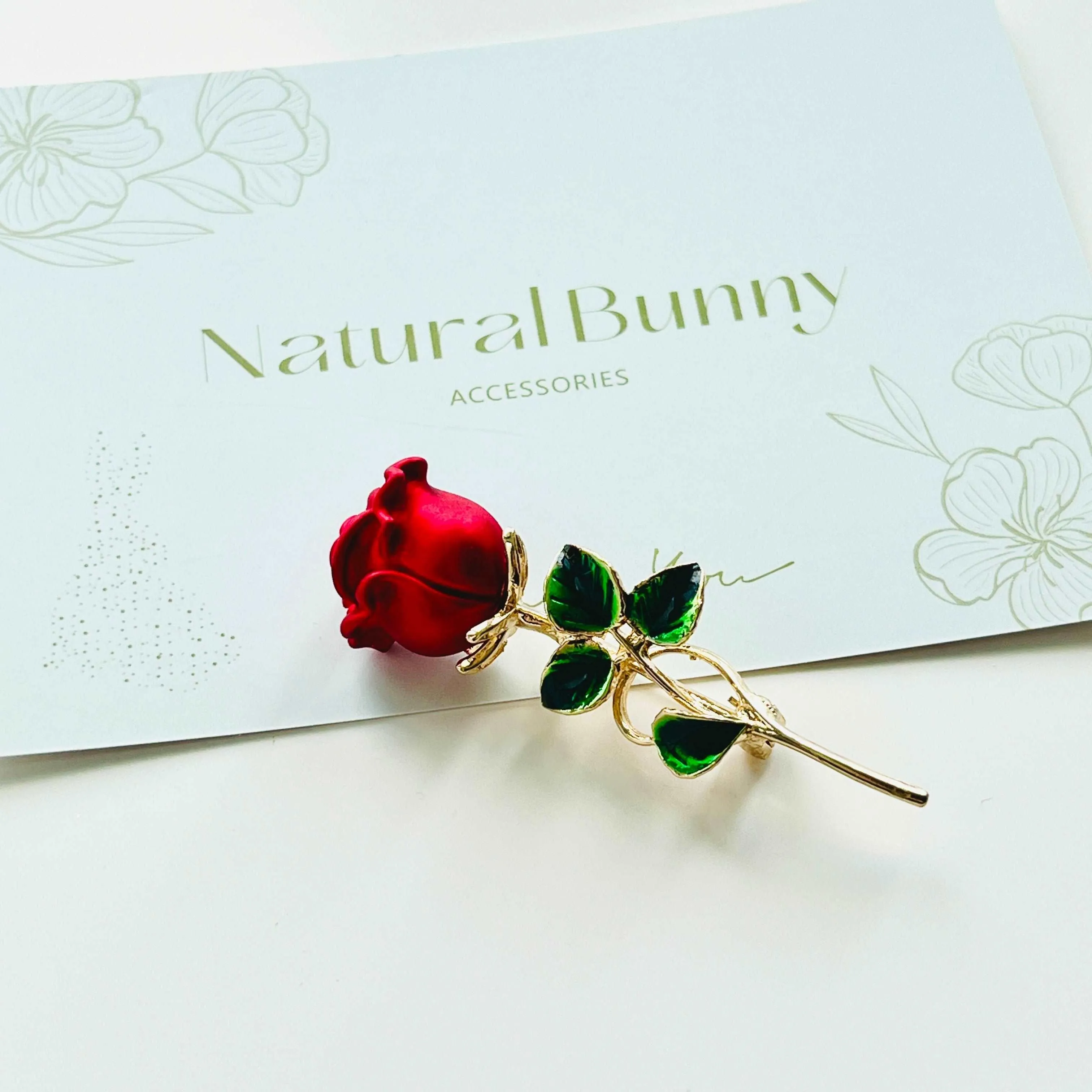 Beautiful Red Rose Brooch