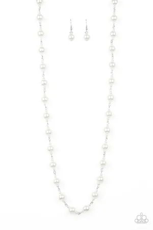 Behind The Scenes White Pearl Necklace - Paparazzi Accessories