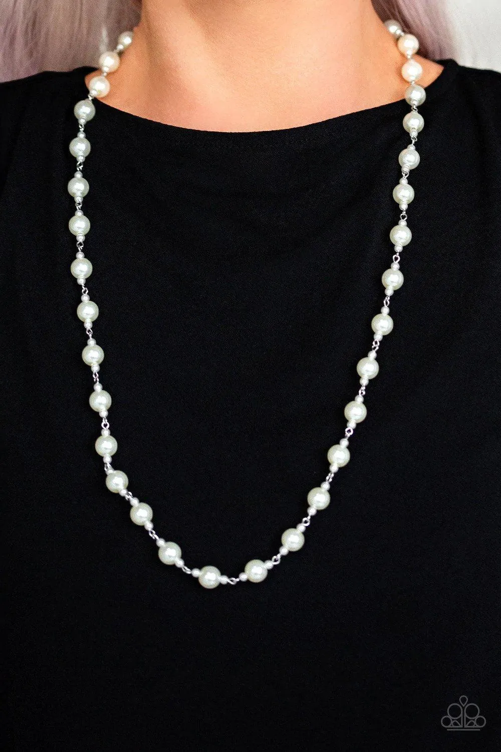 Behind The Scenes White Pearl Necklace - Paparazzi Accessories