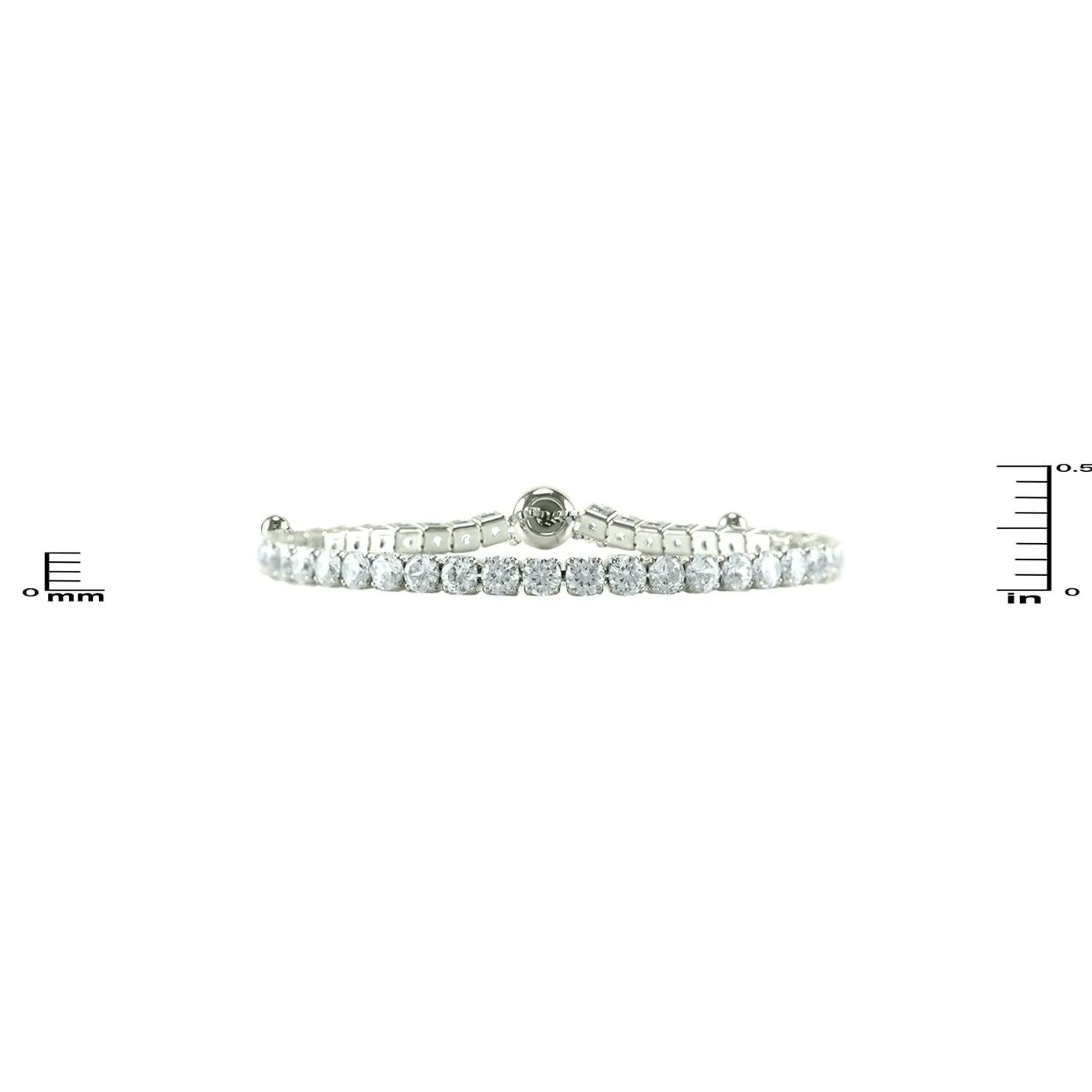 Beth Round CZ Silver Tennis Slider Bracelet | 10ct