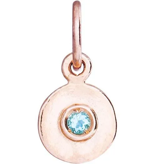 Birthstone Mini Disk Charm With Aquamarine