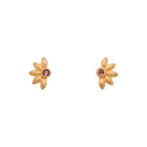 Bliss Pink Tourmaline Flower 24K Gold Vermeil Earrings