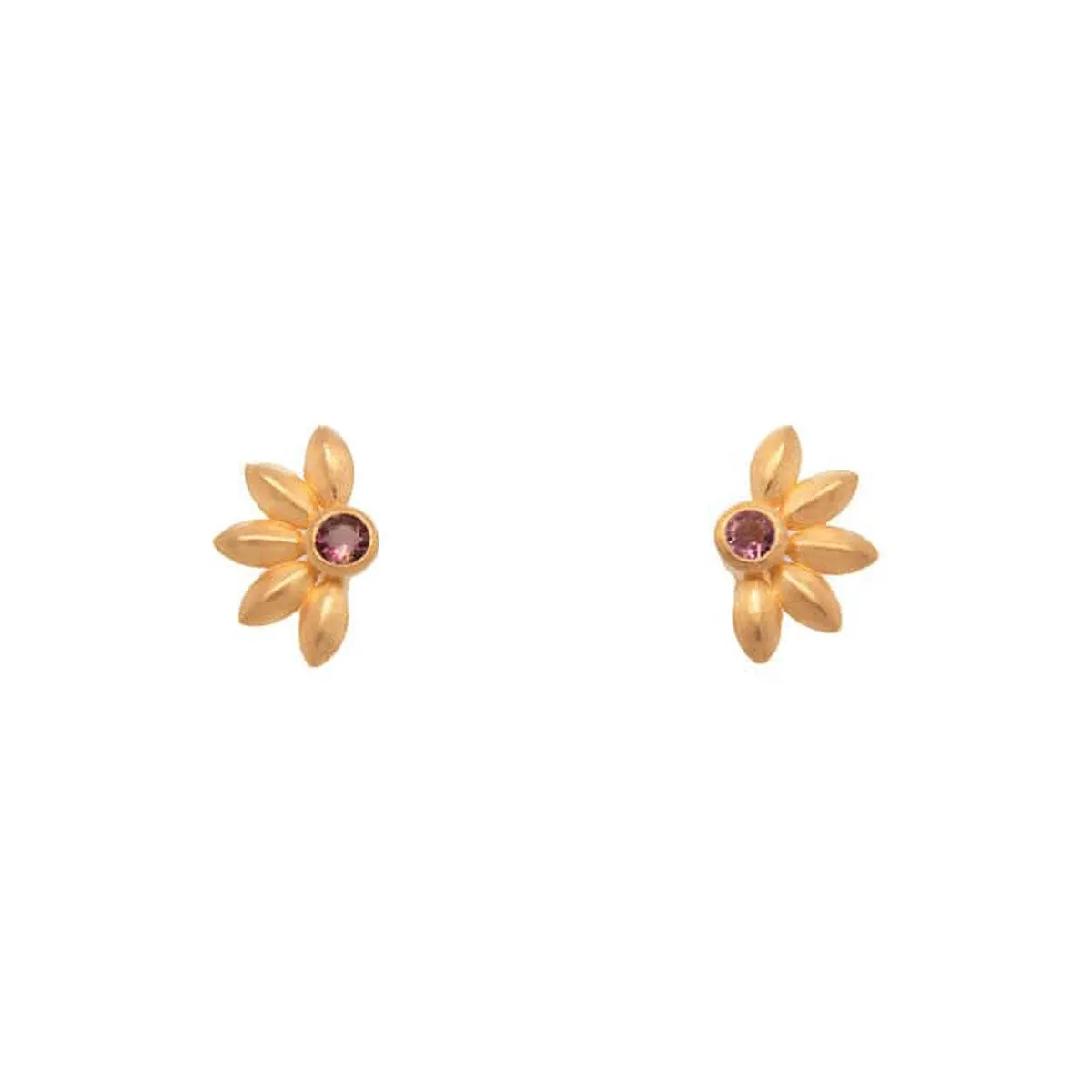 Bliss Pink Tourmaline Flower 24K Gold Vermeil Earrings