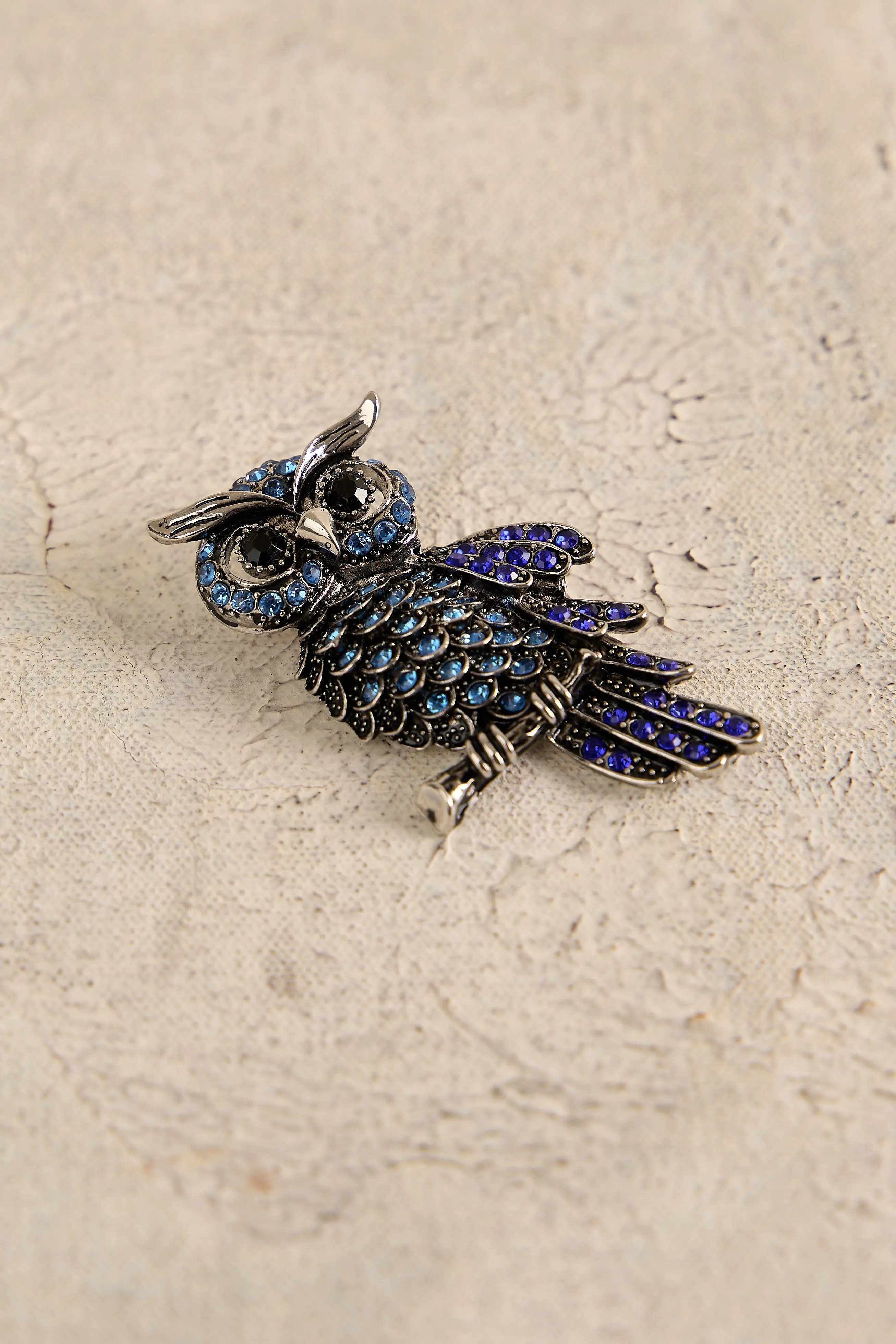 Blue Owl Brooch