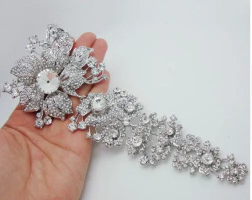 Brooch Extra Large Hair Flower Pin Rhinestone BR-006