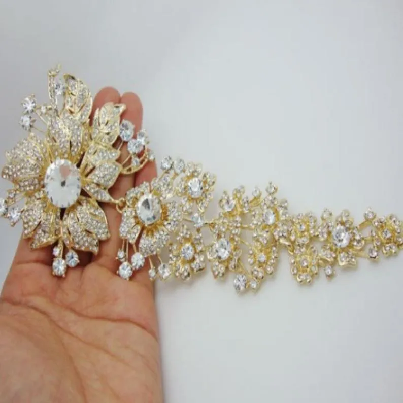 Brooch Extra Large Hair Flower Pin Rhinestone BR-006