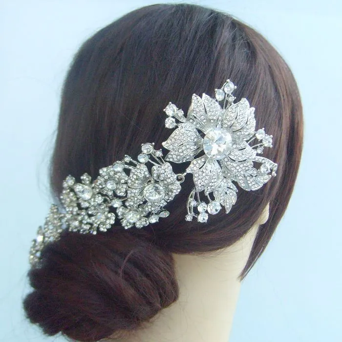 Brooch Extra Large Hair Flower Pin Rhinestone BR-006