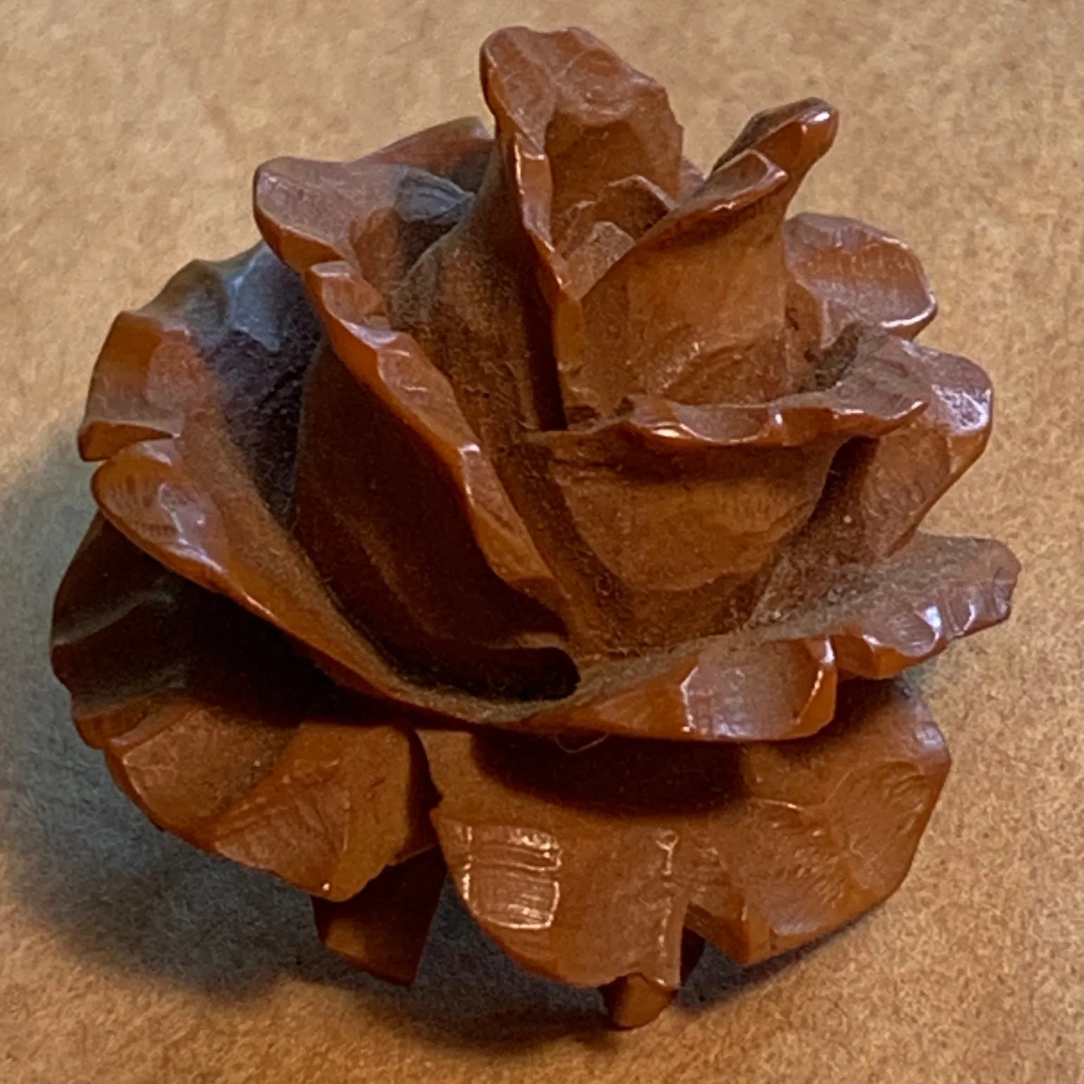 Carved Bakelite Rose Pin