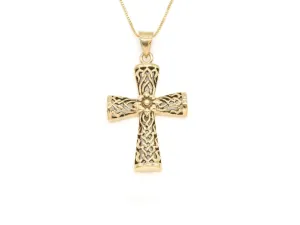 Celtic Cross Pendant - Floral Cross Pendant, Gold Cross Necklace