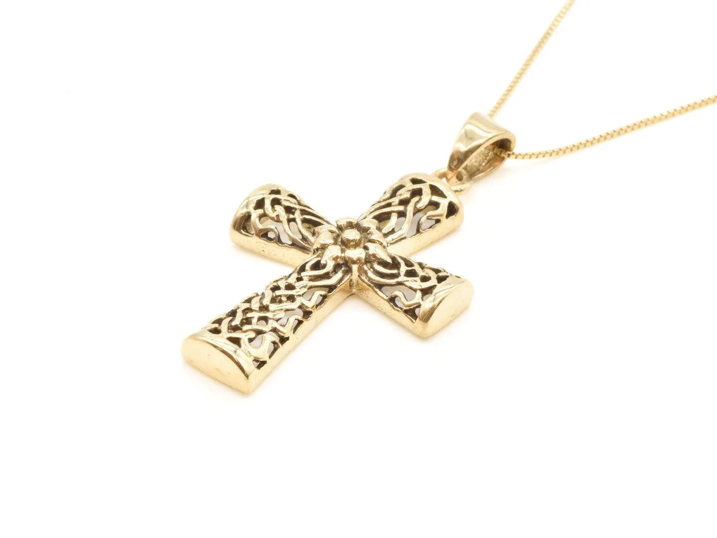 Celtic Cross Pendant - Floral Cross Pendant, Gold Cross Necklace