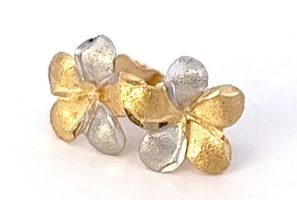 Charming 9ct Yellow and White Gold Flower-shaped Stud Earrings