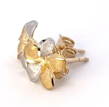 Charming 9ct Yellow and White Gold Flower-shaped Stud Earrings