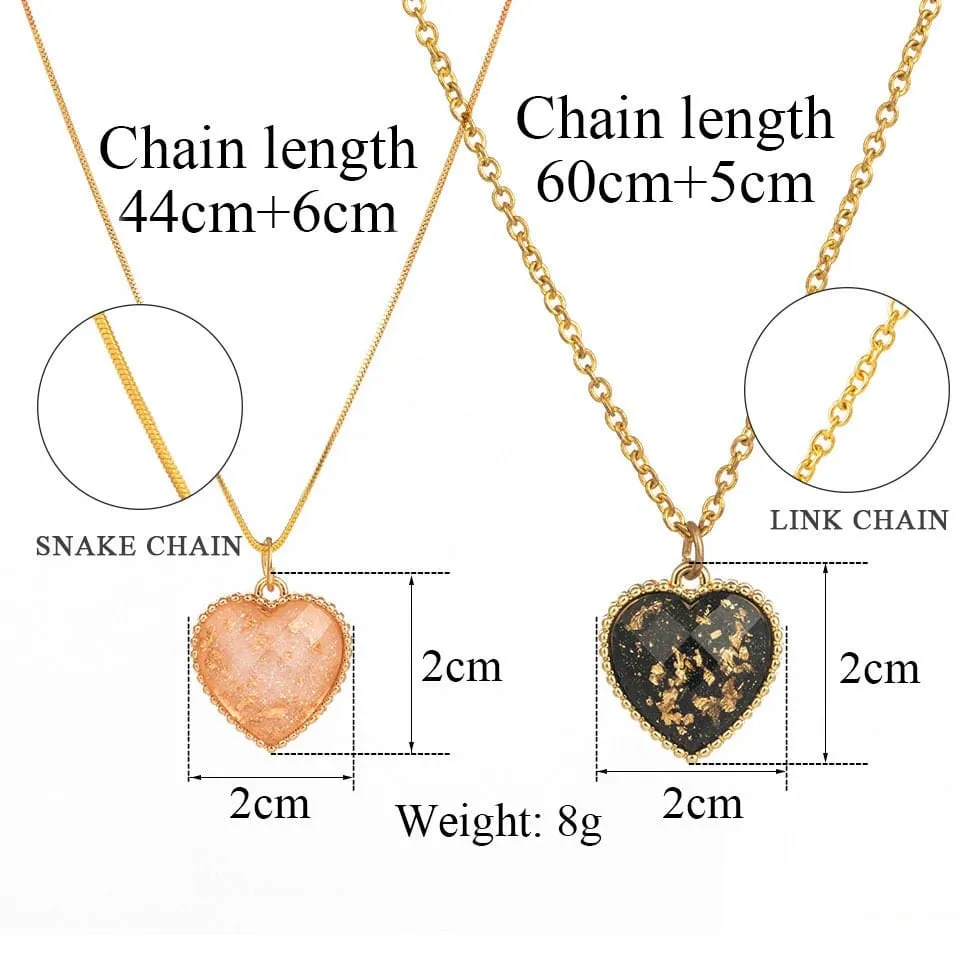 Charming Colorful Crystal Heart Pendant Chain Necklace