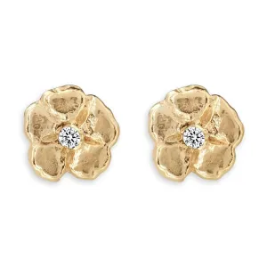 Cherry Blossom Stud Earrings With Diamond