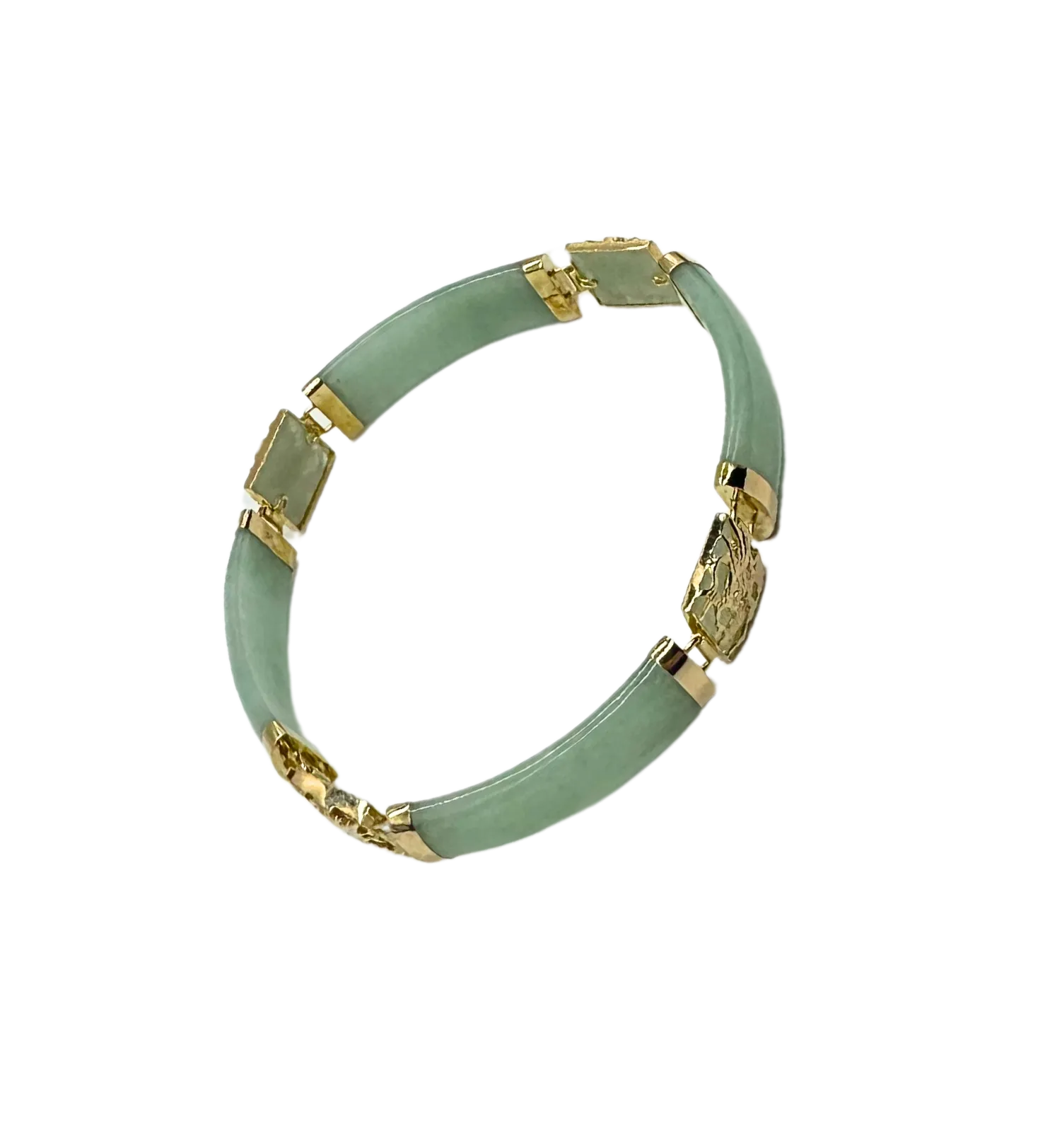 Chinese Jade and 14K Yellow Gold Dragon Bracelet