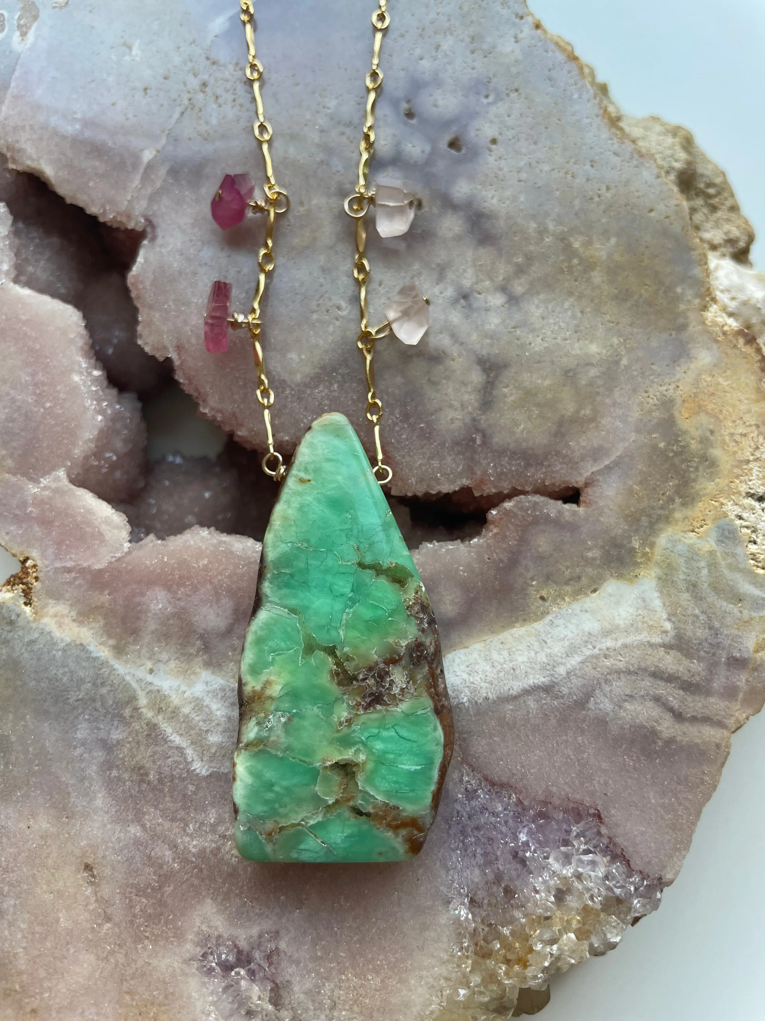 Chrysoprase Statement Pendant Necklace