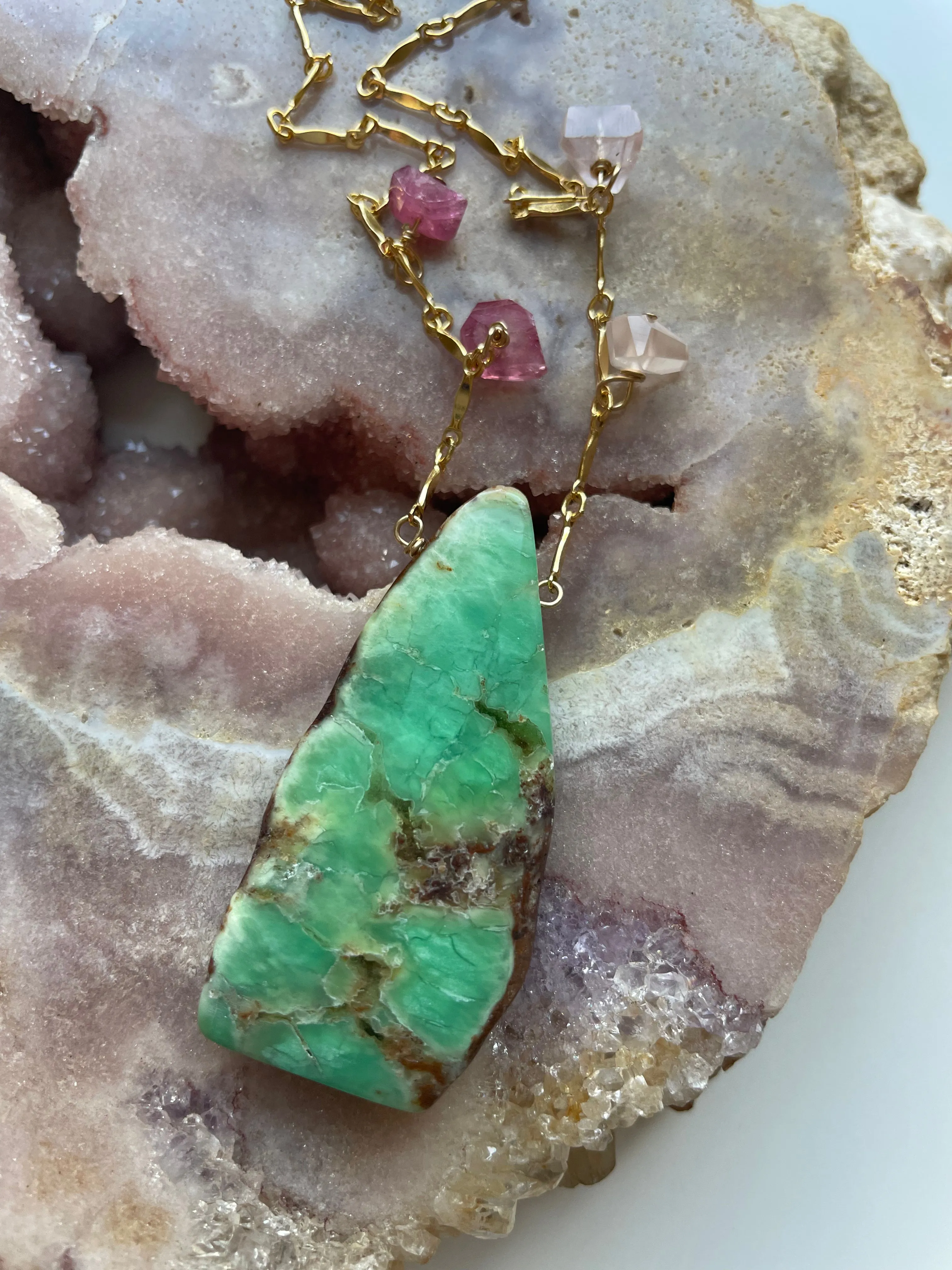 Chrysoprase Statement Pendant Necklace