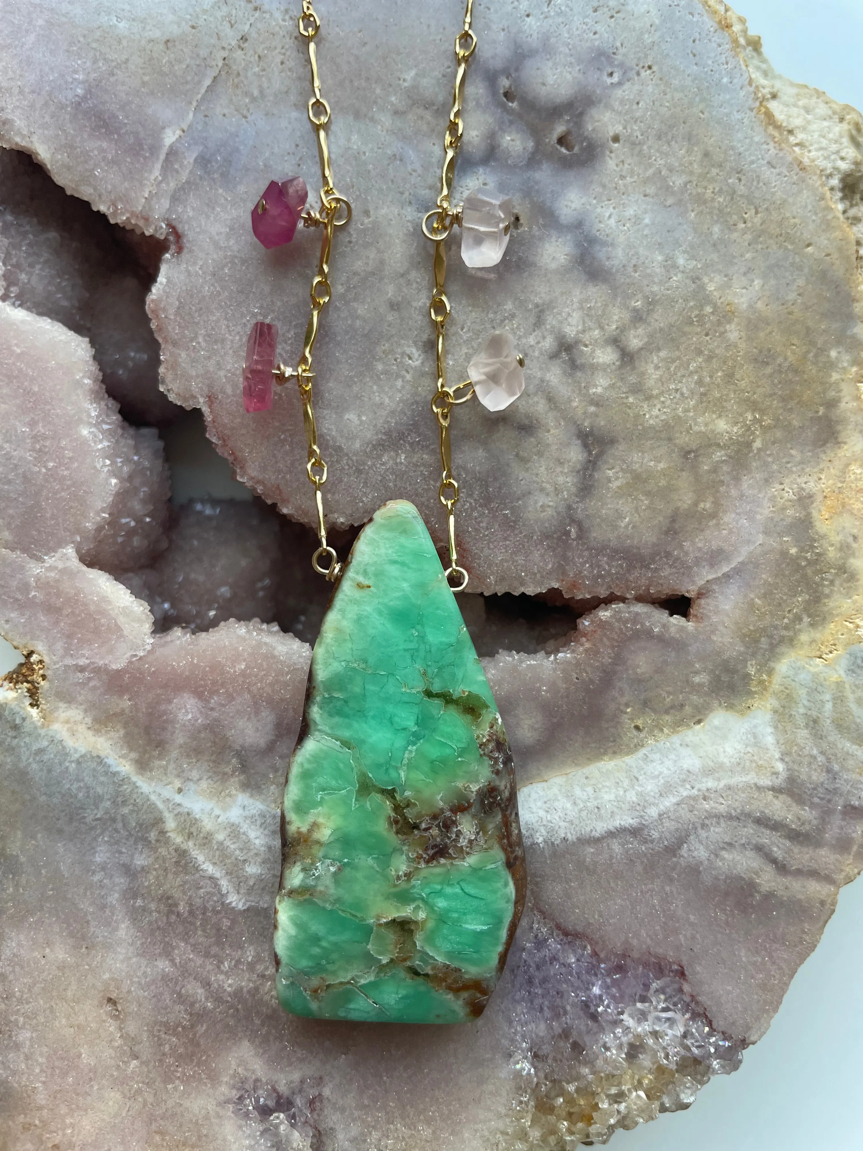 Chrysoprase Statement Pendant Necklace