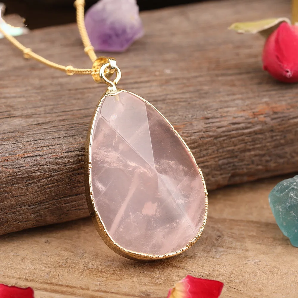 Citrines Amethysts Rose Quartz Stone Waterdrop Pendant