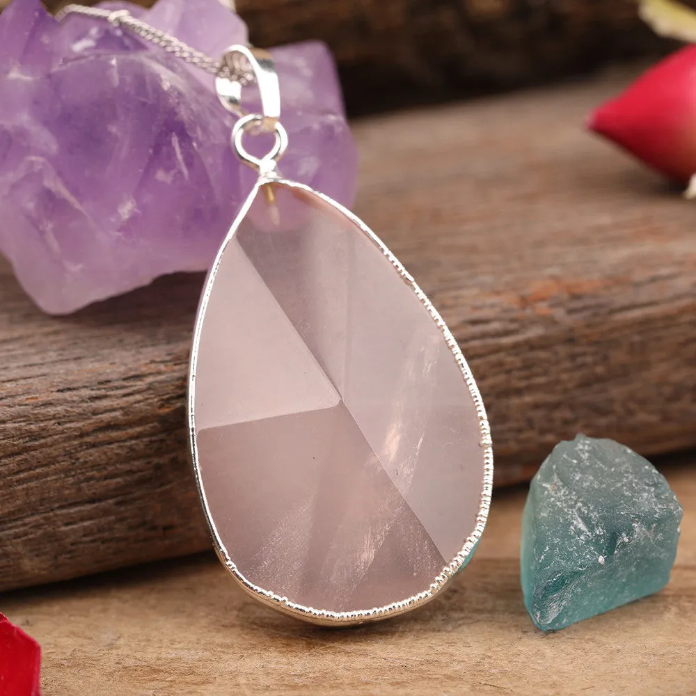 Citrines Amethysts Rose Quartz Stone Waterdrop Pendant