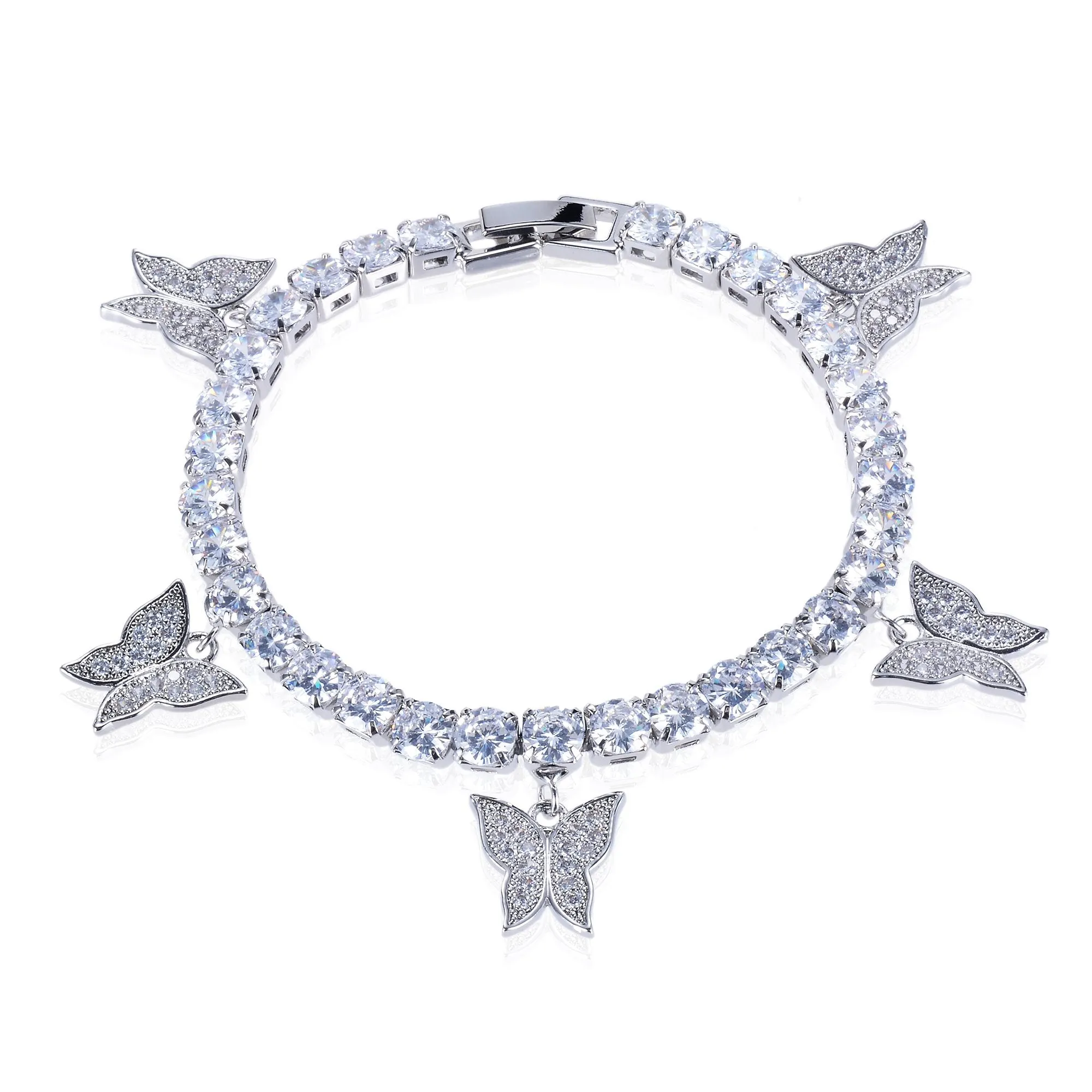 Clare 5mm CZ Butterfly Charm Tennis Bracelet