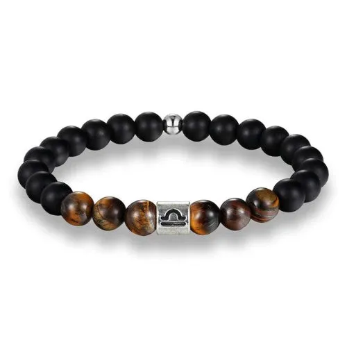 Classy Men Brown Beaded Zodiac Bracelet