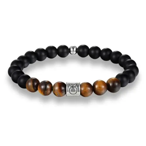 Classy Men Brown Beaded Zodiac Bracelet