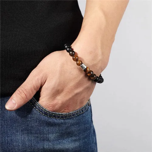 Classy Men Brown Beaded Zodiac Bracelet